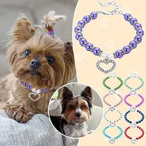 2025 Paw-luxe Pearl Collection | New! Pearl Collar with Bone Charm for Teacup Dogs/Kittens 🦴✨ | Hypoallergenic Adjustable Chain + Breakaway Safety