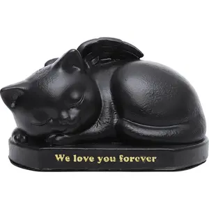 Cute pet angel urn, dog cat memorial funeral supplies, ashes memorial jar resin