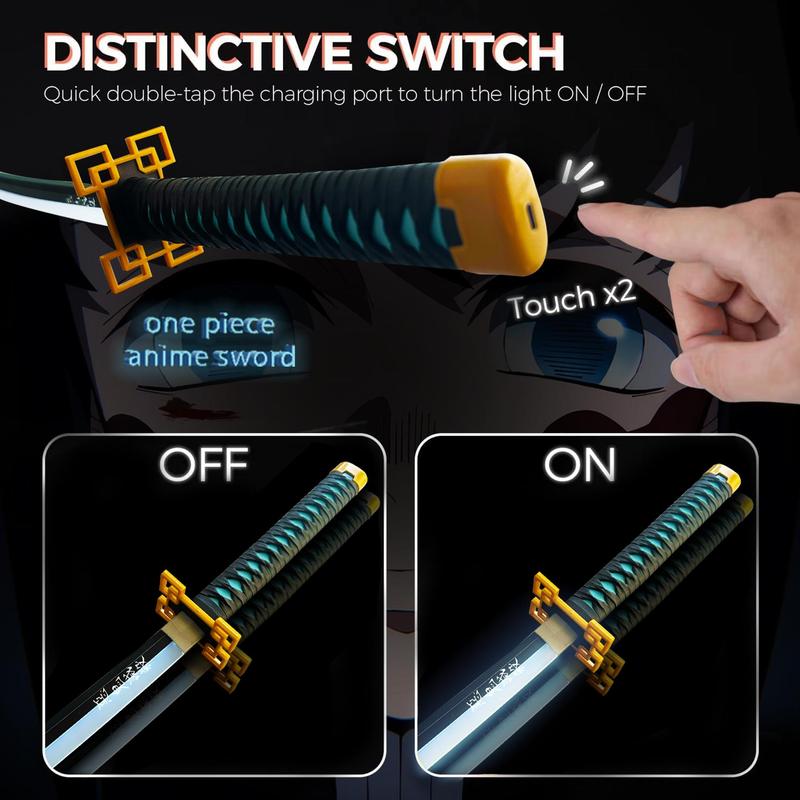 Light Up Demon Slayer Muichiro Tokito Sword - 40 inches Plastic Anime cosplay prop with Belt & Stand