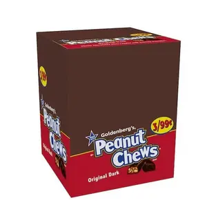 Peanut Chews Dark Chocolate 24 ct. - Sweet and Chewy Bar with Crunchy Peanuts - 24 Count Pack Snack Bonbon Sugar Flavor
