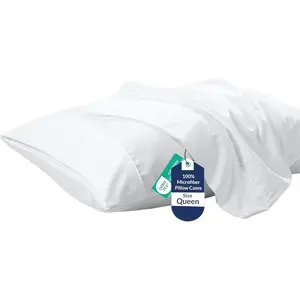Queen Pillowcase Set of 2 - 20" x 30" Bed Pillow Covers, 1800 Brushed Microfiber Wrinkle & Fade Resistant Soft Cozy Queen Size Pillowcases (White)