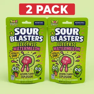 Sour Blasters Extreme Sour Electric Watermelon Gummies • 2 Packs Each 5.29 Oz Each • Juicy Liquid Center • Super Sour Blast Candy Challenge • Flavor Explosion Treat