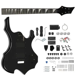 DIY Flame-Shaped HSH Electric Guitar Kit Mahogany Body Maple Neck 5-Way Switch Rosewood Fretboard Complete Accessories