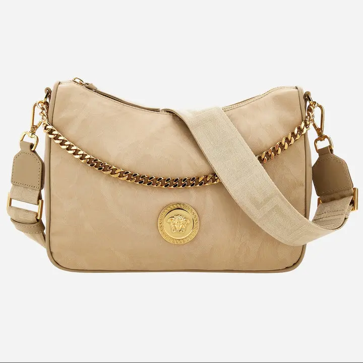 BRAND NEW VERSACE Jacquard Convertible 2-way Crossbody Sand
