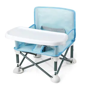 PandaEar Portable Travel Booster Seat with Tray |   Folding Baby Seat Booster High Chair for Dining Table |   Compact Camping Chair for Lawn, Beach Indoor/Outdoor Use |   Toddlers, Kids (Light Blue)