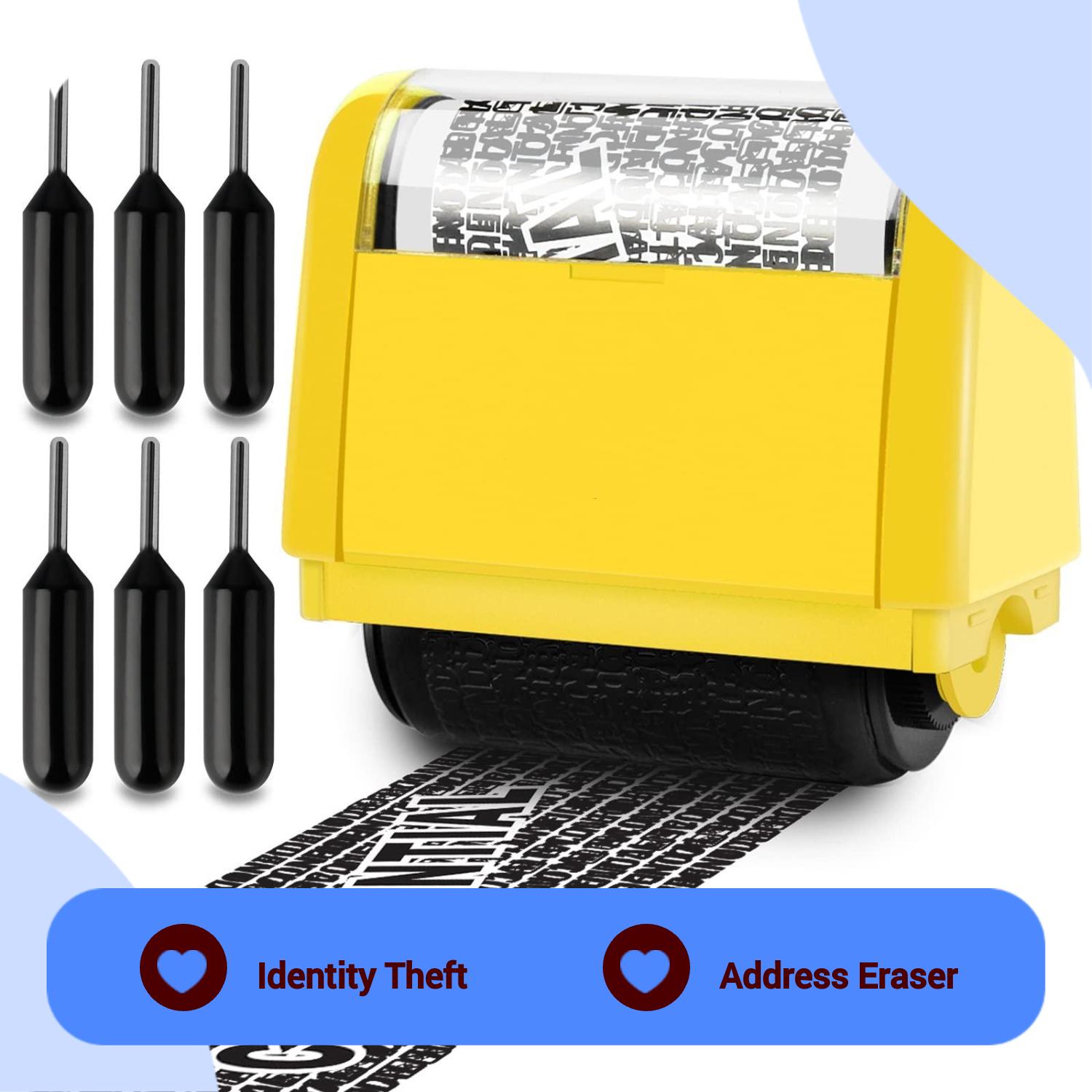 1pc Privacy Roller Stamp - Identity Theft Protection Security Seal - Express Package Address Eraser,  Multi-ColorsIdentity Theft Protection Roller Stamp Set - White (6 Refill Ink Incleded)