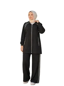 Women’s Sporty Knitted Cotton Training Set – طقم رياضية من القطن، تصميم واسع ومريح للارتداء اليومي