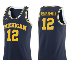 Michigan Wolverines Navy Muhammad-Ali Abdur-Rahkman Basketball Jersey all over print