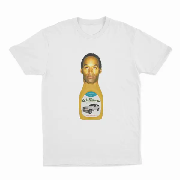 Casual Graphic, Unisex T-Shirt, O.J. Simpson Juice Bottle Parody Design, Summer Casual
