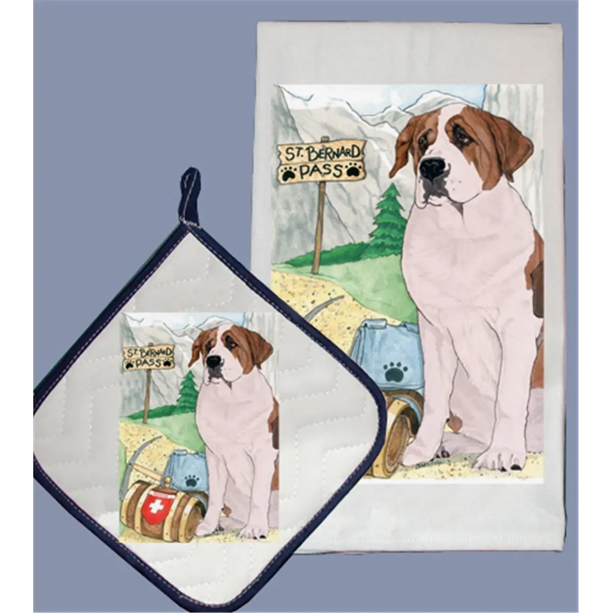Pipsqueak Productions Dish Towel and Pot Holder Set - St. Bernard