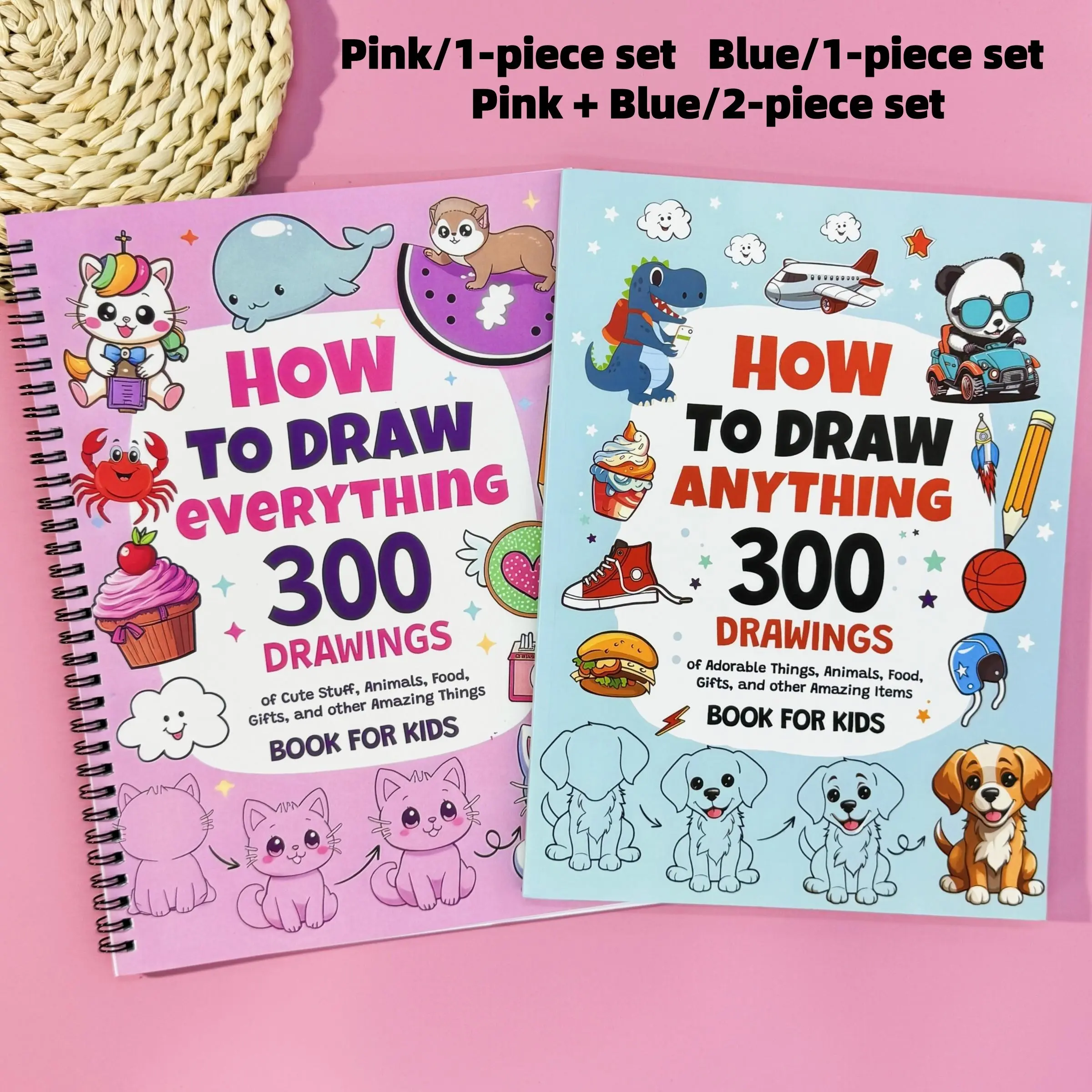 Cute Animal & Food Drawing Tutorial Notebook, Doodle Books, Art Sketchbooks, Spiral Bound Sketchbook with Cute Patterns, Perfect for Beginners Learning Illustrations!