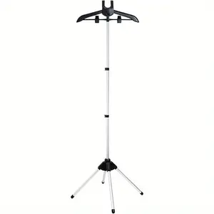 Aluminum Steam Rack, Handheld Garment Steamer Stand, Foldable Clothes Hanger for Coats and Fabrics, Steaming, Clothes Rack Laundry Hangable Black
