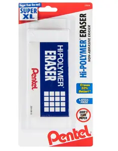 Pentel Hi-Polymer Block Eraser, Super XL White, 1-Pk (ZEH99BP)