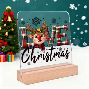 Christmas Acrylic Decorations, Cute Reindeer Design, Perfect for Home Decoration, Holiday Gift, Office Desktop Display, Novelty Desk Decor