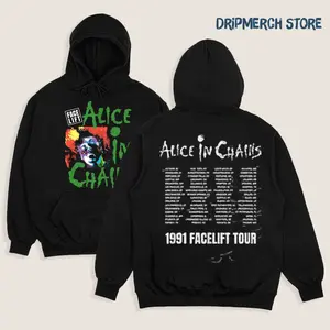 Vintage Alice In Chains 1991 Facelift Tour Hoodie, 90s Records Rock Cotton Shirt, Double Printed Cotton Unisex Shirt Music Tour Merch Gift for Him Gift For Her Y2K Clothing