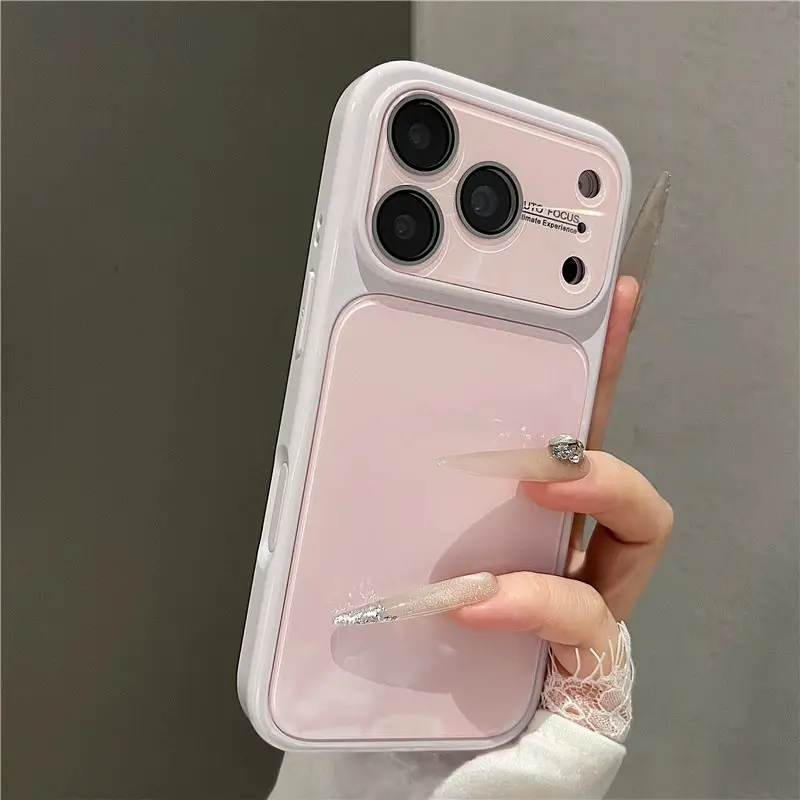 Glitter Pink High-End Minimalist Solid Color TPU Protective Case - Multi-Model Fit for iPhone 17 Pro Max,16 Pro,15,14 - Large Window Design, 1-Piece Molding, Shockproof, Anti-Drop Smartphone Accessory with Protection, None Feature