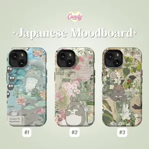 Japanese Mood Board Collage Phone Case Ghibli Aesthetic Tough Cover Totoro Anime Phone Case Compatible with iPhone 11, 12, 13, 14, 15, 16 & Galaxy S25, S24, S23, S22, S21 - Available Sizes Check