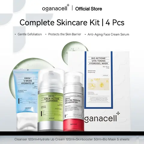 [Creator Exclusive]Oganacell DERX Calm Active Cleanser 120ml +Tension Skinbooster 50ml+Bio Mask 5 sheets+Hydrate Up Cream 120ml OilControl Gentle for Sensitive Skin Korean Facial Foam Self-Foaming Mild Hydrate Moisturizing