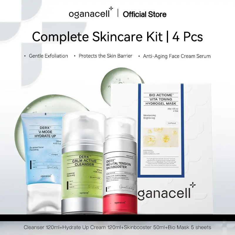 [Creator Exclusive]Oganacell DERX Calm Active Cleanser 120ml +Tension Skinbooster 50ml+Bio Mask 5 sheets+Hydrate Up Cream 120ml OilControl Gentle for Sensitive Skin Korean Facial Foam Self-Foaming Mild Hydrate Moisturizing