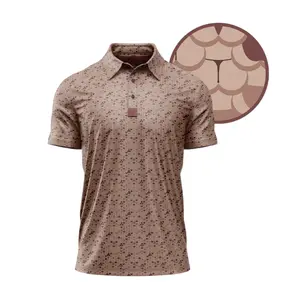 Whale Tail Sand Men's Polo Master Tour Polo Shirt All-Over Print Lightweight Quick-Dry Fabric 3-Button Placket Regular Fit S to 5XL