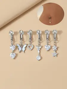 Elegant Cubic Zirconia Faux Belly Ring, Stainless Steel Non-Pierced Body Jewelry, Fashionable Daily Wear Accessory, Perfect Birthday Gift, Elegant Trendy Chain, Non Tarnish Jewelry