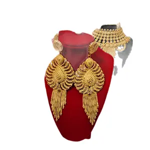 5 Grames Jewelry Set - Elegant Gold-Tone Earrings & Necklace Combo for Special Occasions