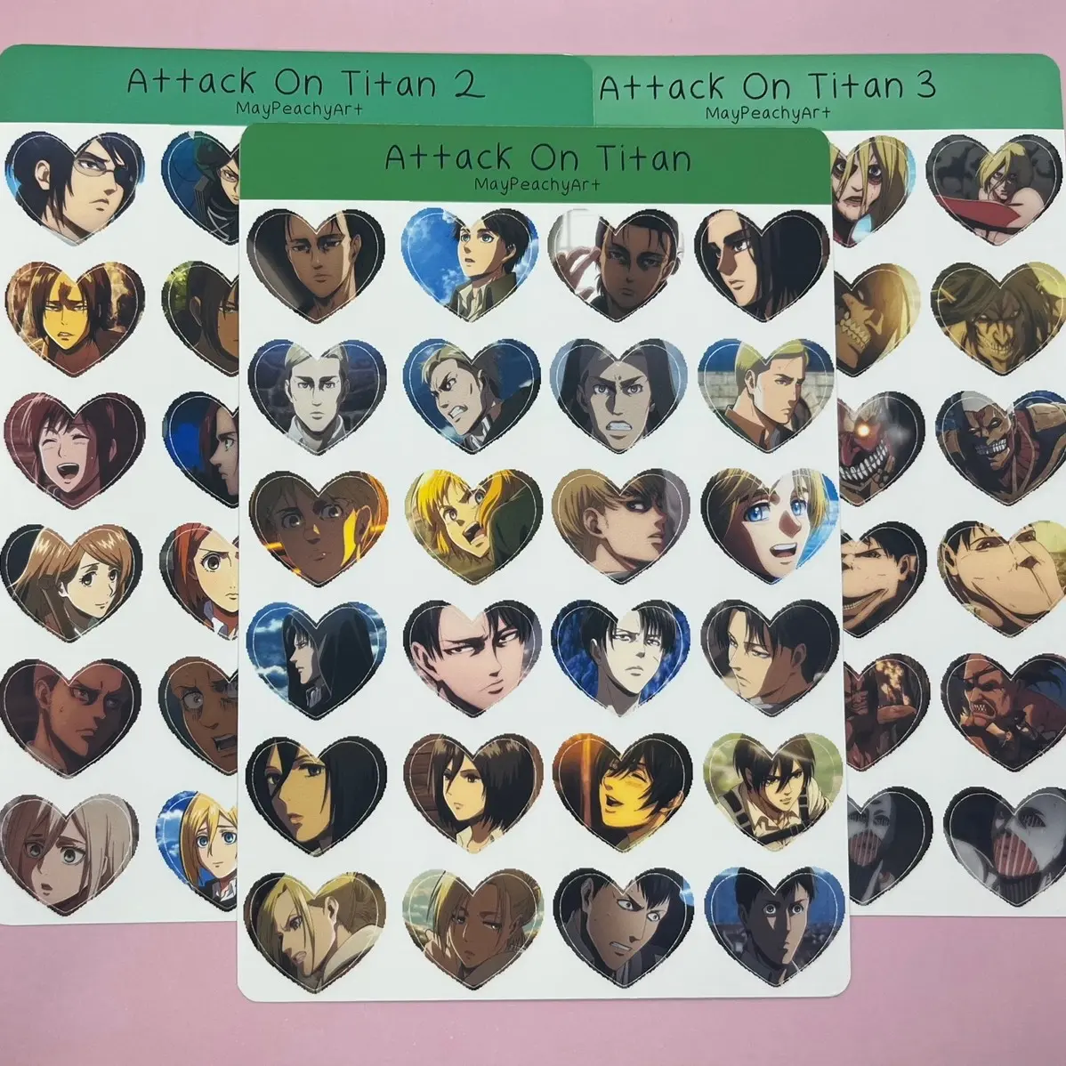 Aot Attck Titan Anime Heart Sticker Sheet