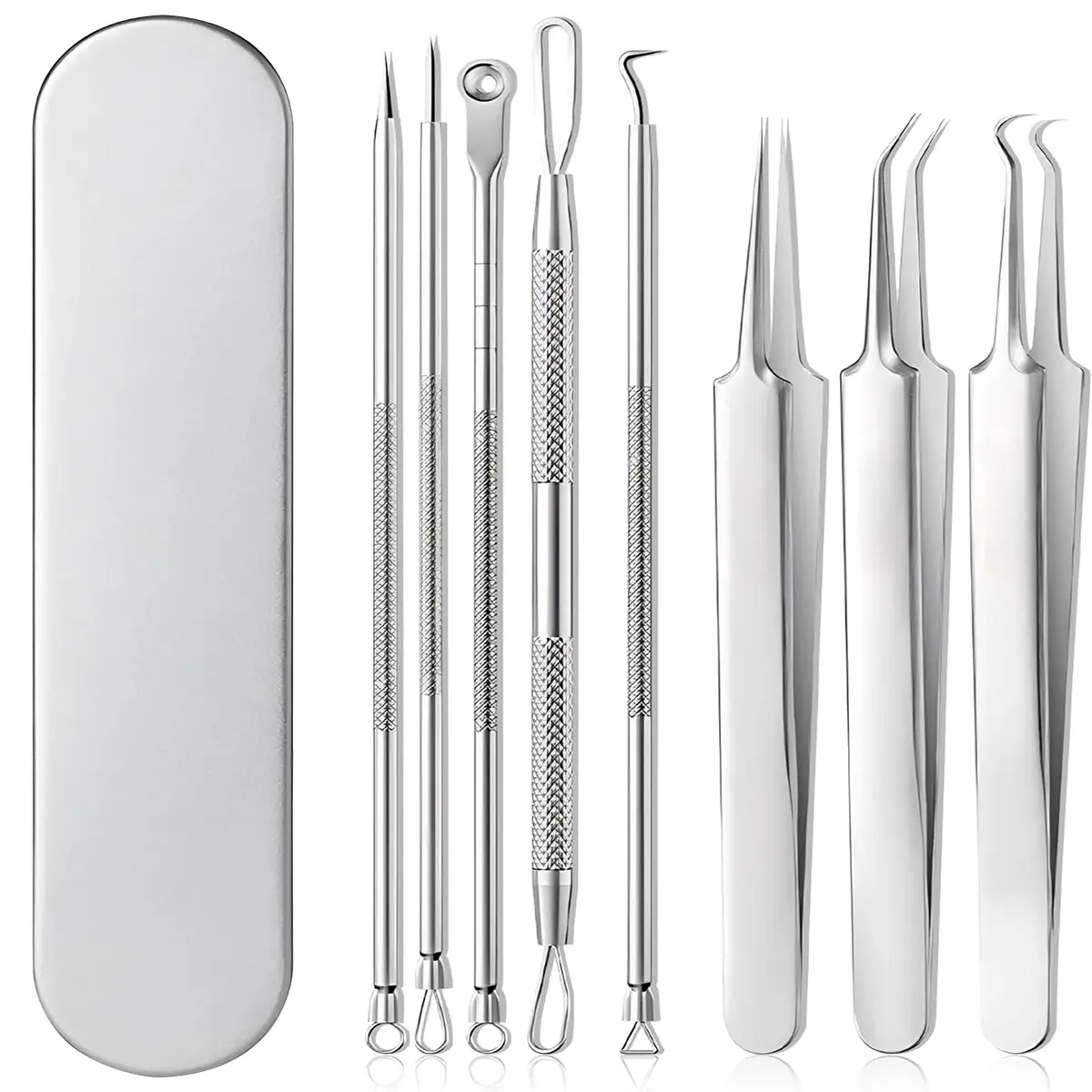 8-Piece Blackhead & Pimple Extractor Tool Set- Precise, Skin-Friendly & Safe for Sensitive Skin – Deep Pore Cleansing Essential for Face & Nose Home Skincare