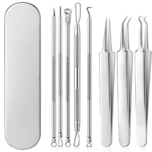 8-Piece Blackhead & Pimple Extractor Tool Set- Precise, Skin-Friendly & Safe for Sensitive Skin – Deep Pore Cleansing Essential for Face & Nose Home Skincare