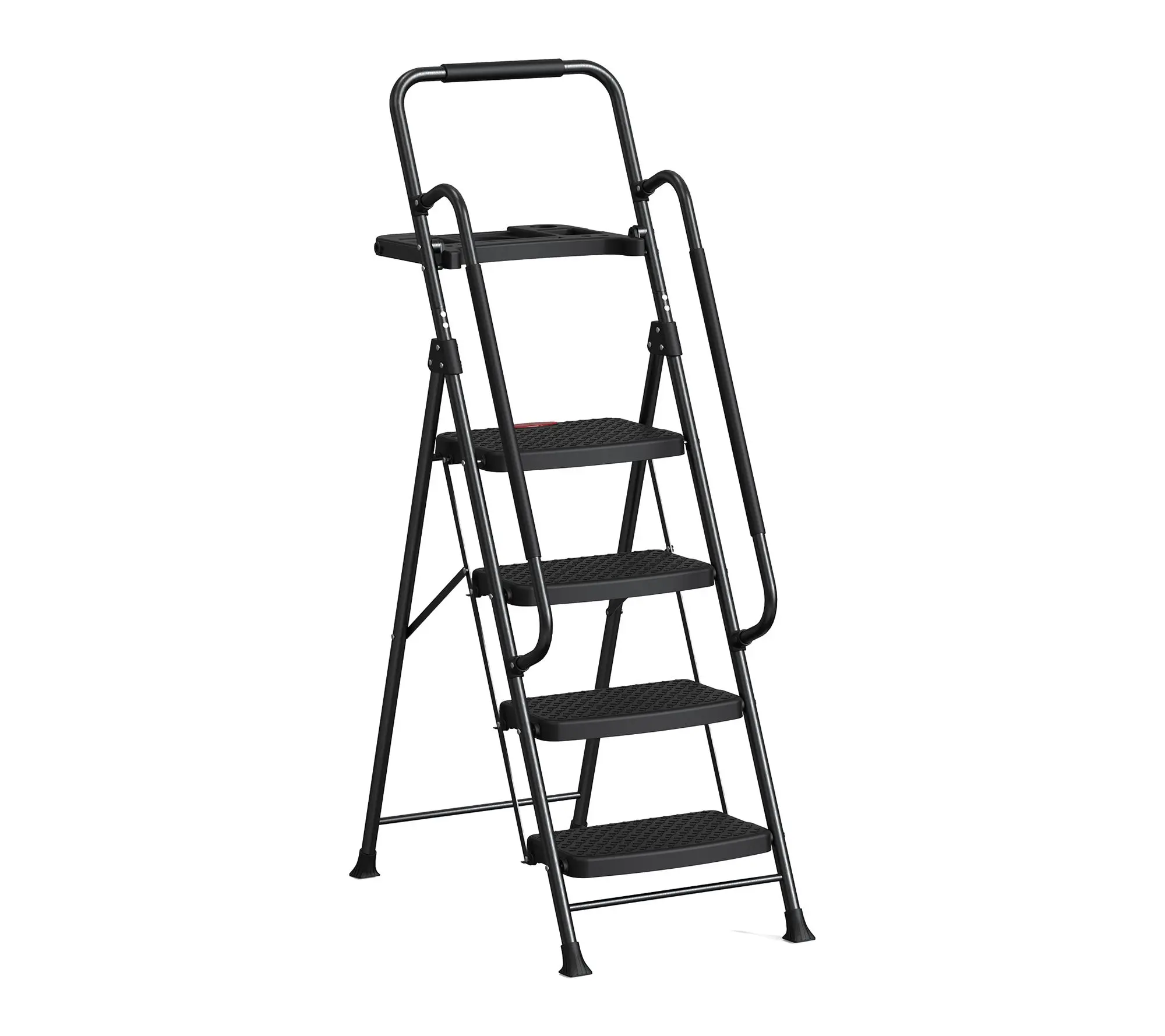 HBTower 4-Step Folding Ladder w/ Tool Tray, Handrails & Wide Steps HBTower 4-Step Folding Ladder w/ Tool Tray, Handrails & Wide Steps
