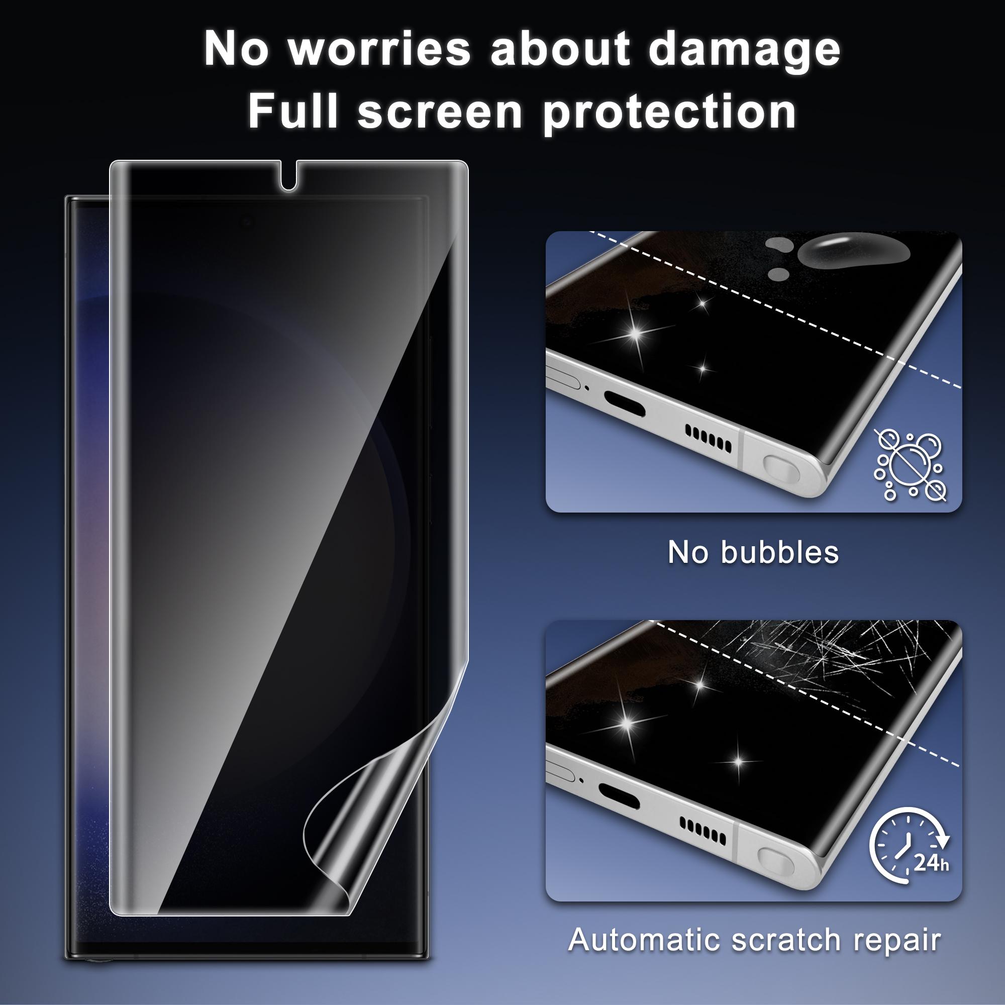 JavoYion 3 Pack Privacy Screen Protector for Samsung Galaxy S22 Ultra / S23 Ultra [Not Glass], Fingerprint Compatible, Anti Spy