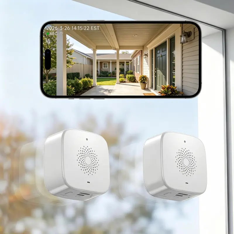 Window Cam 2K Wireless Security Camera, WiFi Indoor Security Cameras for Home, Magnetic No-Drill Install, 2.4GHz & 5GHz WiFi Indoor Camera Security, AI Human & Vehicle Detection, 6s Pre-Roll, Battery Powered, 4MP Color Night Vision, SD/Cloud Rechargeable