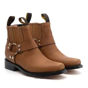 MEN'S CLASSIC BIKER SQUARE TOE GRASSO HONEY LEATHER BOOT T-62