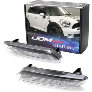 Euro White/Clear Lens Front Fender Side Marker Blinker Light Housing Replacements Compatible With 2011-16 MINI Cooper R60 Countryman, 2013-16 R61 Paceman