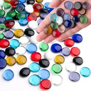 1LB Mix Glass Marbles, Transparent and Smooth Flat Glass Beads for Vases, Mosaic  Pebbles for Aquarium Decor, Floral Arrangements, Mancala Stones, Vase Filler and Crafts(Approx. 80-100 PCS)