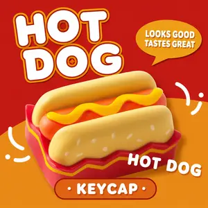 Mini Cute Hot Dog Creative Anime Style Resin Mechanical Keyboard Keycap, Original Height, For 1.5U Key Position, Compatible with Mechanical Keyboards