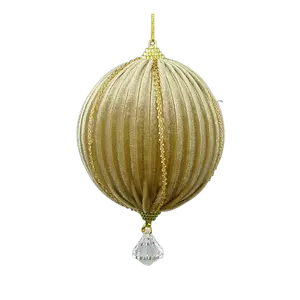 4.5" Gold Velvet Rhinestone Ball Crystal Drop Christmas Ornament 84784GD