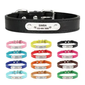 Personalized Pet Collar with Engraved ID Tag – PU Leather, Anti-Lost