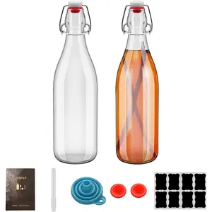 2Pcs 25oz Swing Top 750ml, Flip Top Bottle with Airtight Lid for Fermentation, Kombucha, Mead, Vanilla Extract, Coquito, Vinegar, Beer, Kefir, Wine, Soda, Juice, for Home Brewing