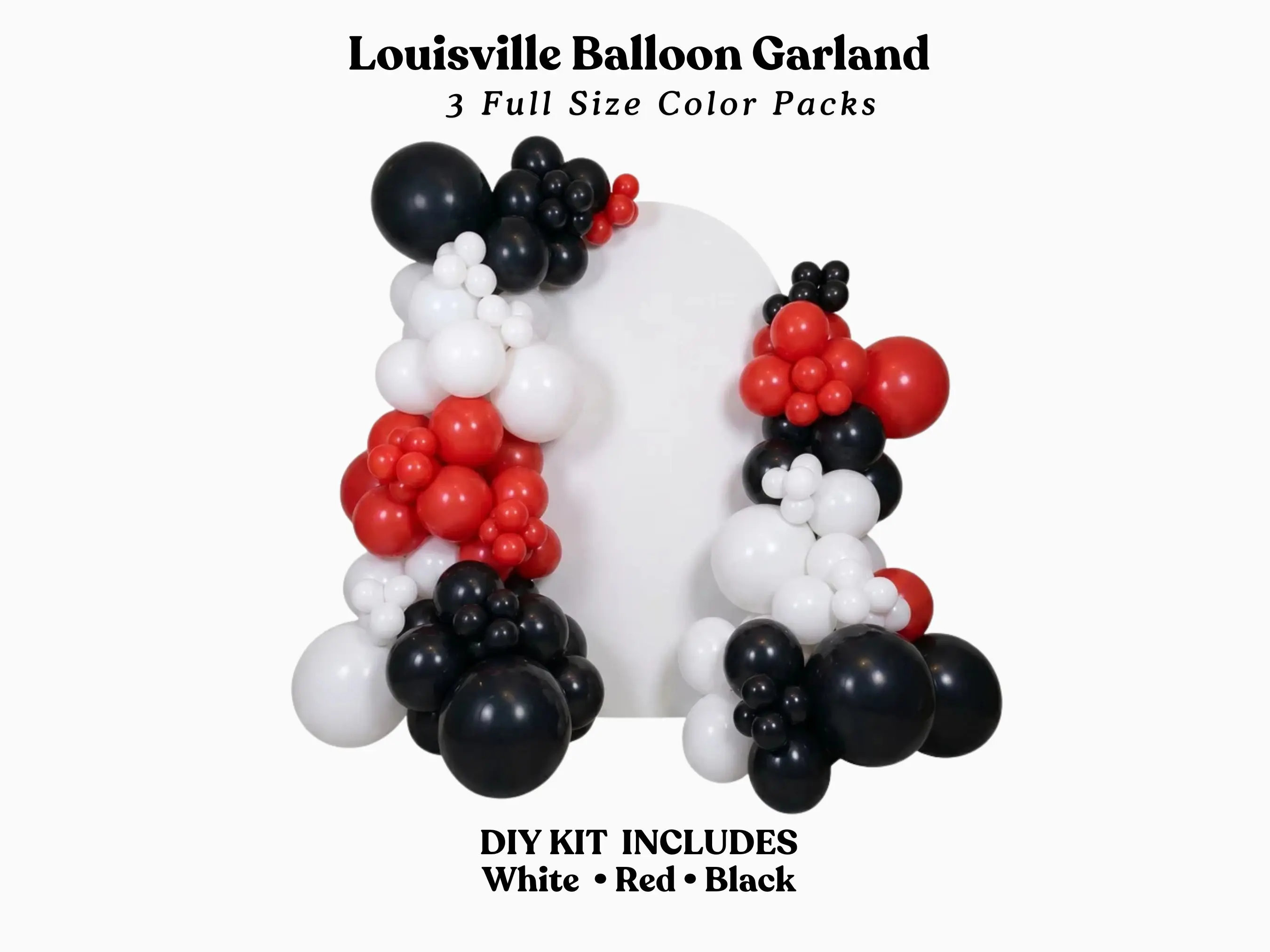 Louisville Balloon Garland - Black, White, Red DIY Kit
