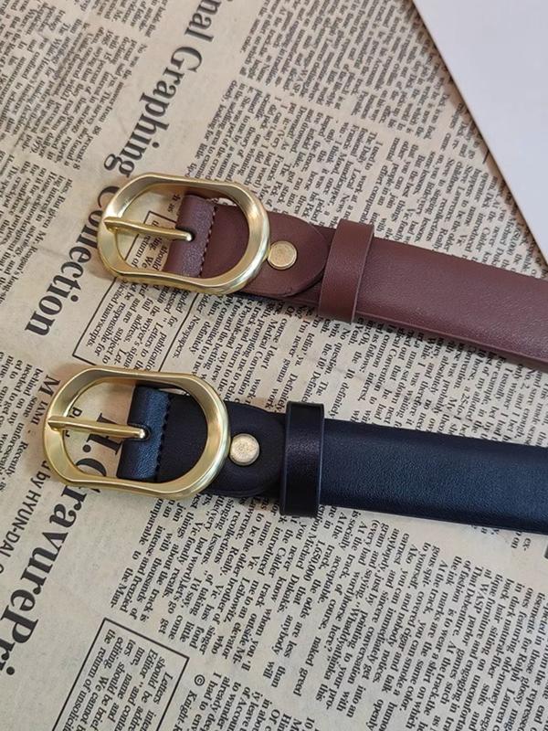 Women's PU Belt, Solid Color Strap and Alloy Buckle, Fashionable Classic Accessory, Suitable for Daily Use, All Seasons