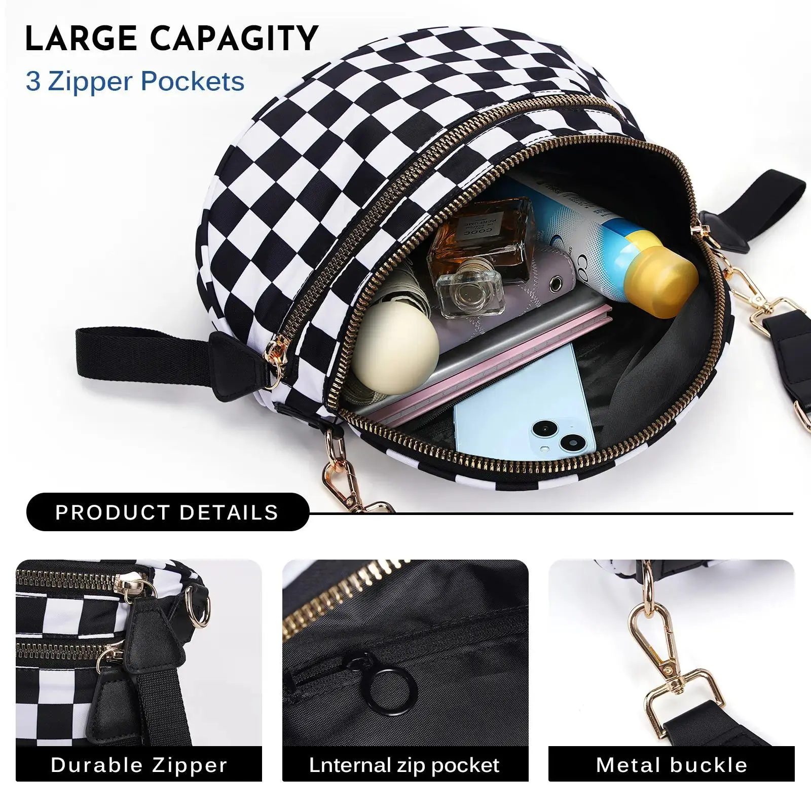 CN6030 Checkered Crossbody Bag Nylon Bum Bags for Women Spacious Handbags Purse Fanny Packs with Shoulder Strap TikTokShopHolidayHaul CN6030 Checkered Crossbody Bag Nylon Bum Bags for Women Spacious Handbags Purse Fanny Packs with Shoulder Strap TikTokShopHolidayHaul