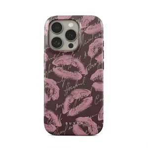 Pink Kiss Lips Pattern Phone Case, Magsafe Tough Phone Cases, Gift for Her, compatible with iPhone 12 and up