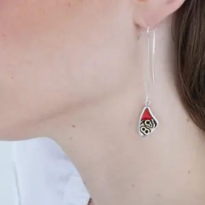 Clymena Butterfly Small Wing Shaped Pendant On Threader Earrings In Sterling Silver