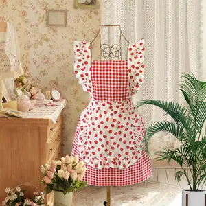 SweetCuteApron, Korean Cute Ruffle Apron – Sweet Adult Apron for Bakery, Nail & Flower Shop, Fashion Work Apron, Cute Apron for Women