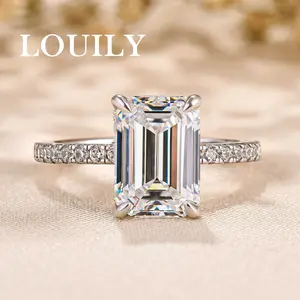 Louily Jewelry 3.3CT Rectangle Cut Engagement Ring for Women, High-Quality 5A Cubic Zirconia CZ,925 Sterling Silver,Classic Promise Ring, Ideal for Weddings, Birthdays, or Special Occasions