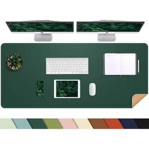 Cork Desk Mat 47" x 23.6", Dual-Sided Natural Cork & PU Leather Desk Pad, Non-Slip Waterproof Large Mouse Pad for Office, Home & Gaming (Dark Green)