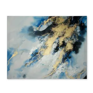 360 stand Rectangular Blue Marble Polyester Placemat, 14x18 in. - Classic Stylish Kitchen Tableware for Home Decor, Enhances Dining Experience and Boosts Practicality