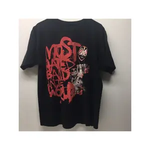 Men's 100% Cotton Vintage ICP Graphic Short-Sleeve Round Neck T-Shirt, Regular Fit Streetwear Casual Top, Digital Print, All Seasons, Black, Shortsleeve, Tshirt