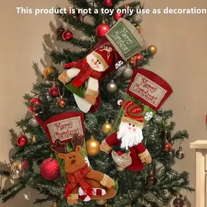 Classic Christmas Stocking Set (3 Pack), Embroidered Polyester Fiber Hanging Decorations, Non-Feather Material Holiday Party Tree Home Decor